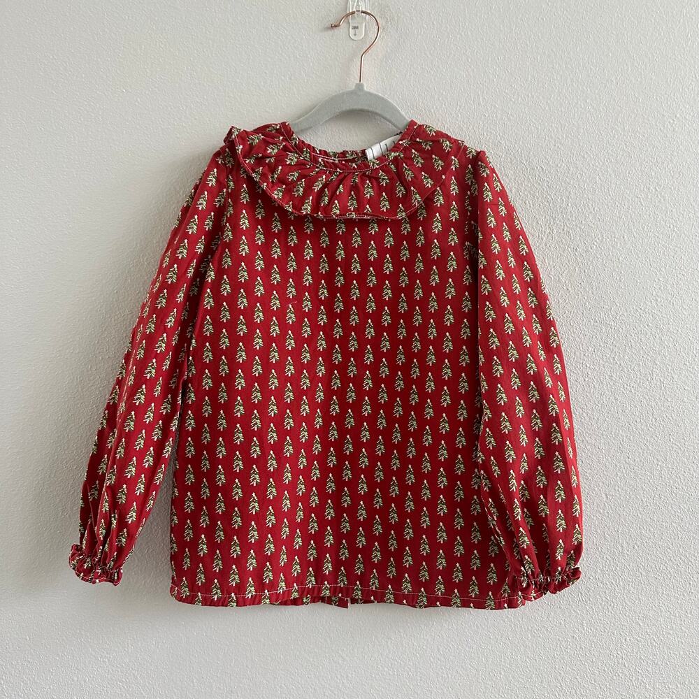 Lila & Hayes Woven Pima Cotton Shirt- Oh Christmas Tree Red Size 6